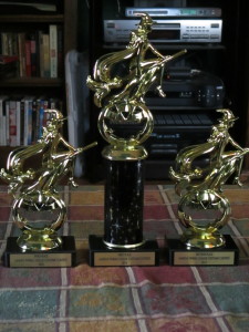 Trophies for the league costume contest.