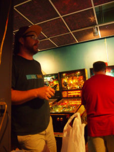 Matt holds court while Tim plays Getaway.