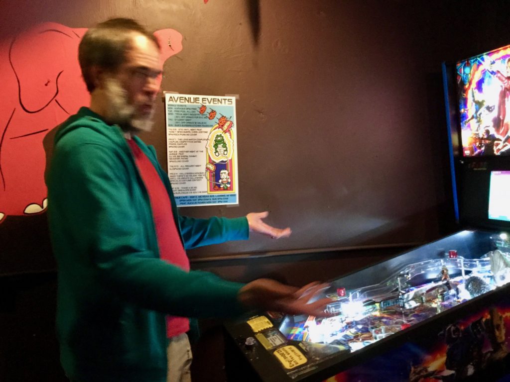 Joseph gesturing toward Guardians of the Galaxy with an incredulous or annoyed expression.