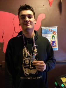 Donny wearing his medal.